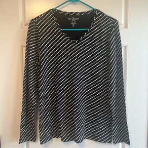 Chico's Black and White Striped V-Neck Blouse